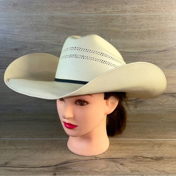 Stetson Other - Stallion by Stetson 100x Genuine Shantung Straw Cowboy Hat Western Ranch 7 1/4